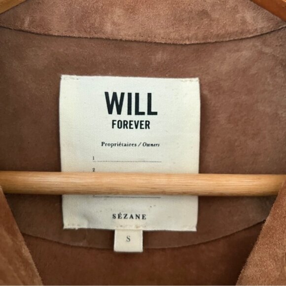 Sézane Will Suede Jacket Brown Tan Size S 100% Suede Classic Parisian Style - Picture 4 of 7